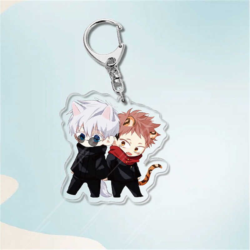 Key Rings Cute Jujutsu Kaisen Q Version Keychain Gojo Satoru Geto Suguru Yuji Itadori Inumaki Toge Acrylic Pendant Key Chain Anime Jewelry G230210