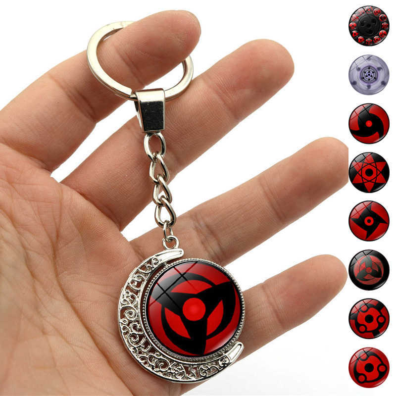 Key Rings Sharingan Eye Anime Keychain Accessories Uchiha Sasuke Kakashi Rotating Moon Pendant Metal Key Ring Key Chains for Women Jewelry G230210