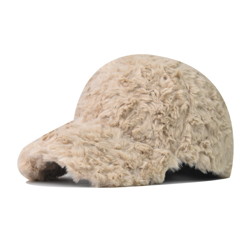 Ball Caps Faux Fur Baseball Cap for Women Fluffy Hats Fall Winter 230211