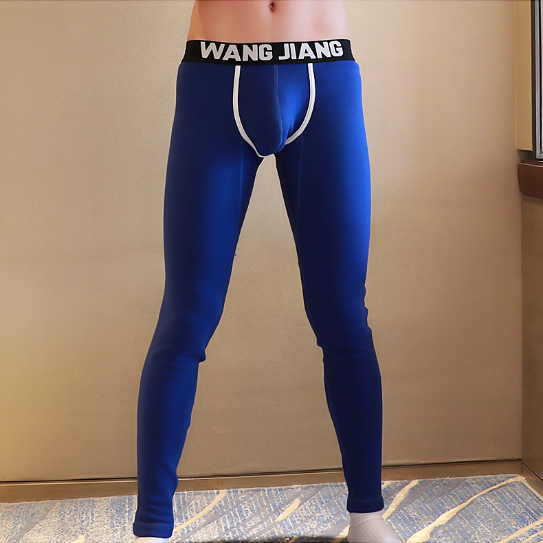 Men's Autumn Pants Fashion Solid Color Leggings Low Waist U-pouch Bag Push Up Men's Thermal Underwear Bottoms