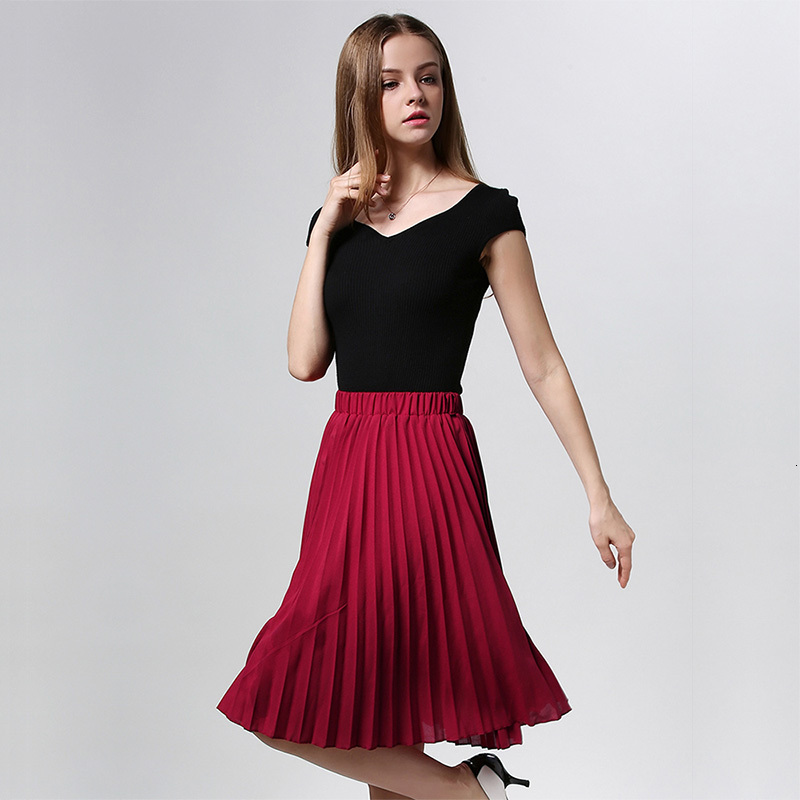 Skirts Women Chiffon Pleated Skirt Vintage High Waist Tutu Skirts Womens Saia Midi Rokken Summer Style Jupe Femme Skirt 230211
