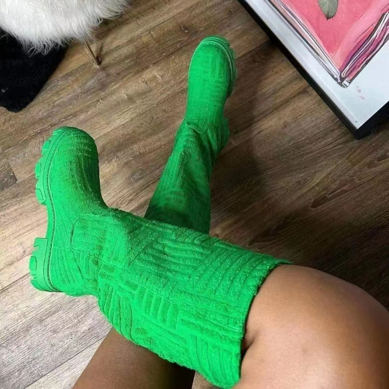 Boots Women's Boots Fashion Round Toe Thick Sole Thick Heel Fashion Cloth Boots Warm Middle Boots Ladies Large Size Cotton Boots shoes 230211