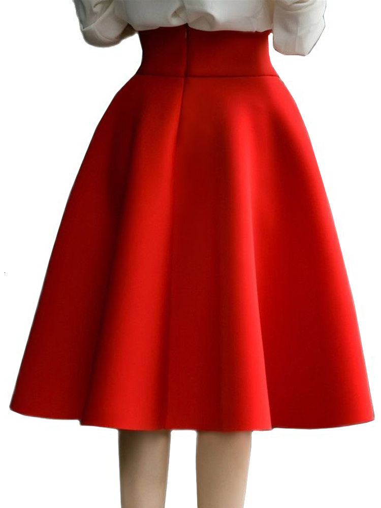 Skirts XS-5XL Women Skirt High Waisted Skirt Female White Knee Length Bottoms Pleated Skirt Saia Midi Pink Black Red Blue Burgundy 230211