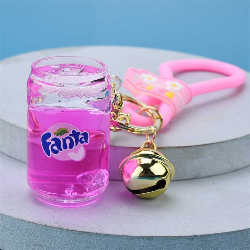 Key Rings Simulated Beverage Bottle Keychain Liquid Floating Ice Acrylic Keyring Men Women Bag Pendant Children Drink Bottle Key Chains G230210