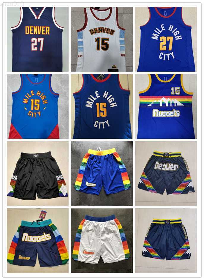 

Denver''Nuggets''Shorts mens Throwback Basketball Shorts pocket Basketball Jersey 15 Nikola Jokic''15 27 Jamal Murray, Color
