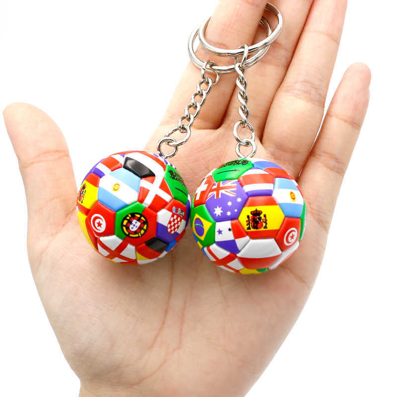 Key Rings Football KeyRing Pendant Souvenir Fans Small Gift Bag Spherical Hanging Ornament Keychain School Activity Gift G230210