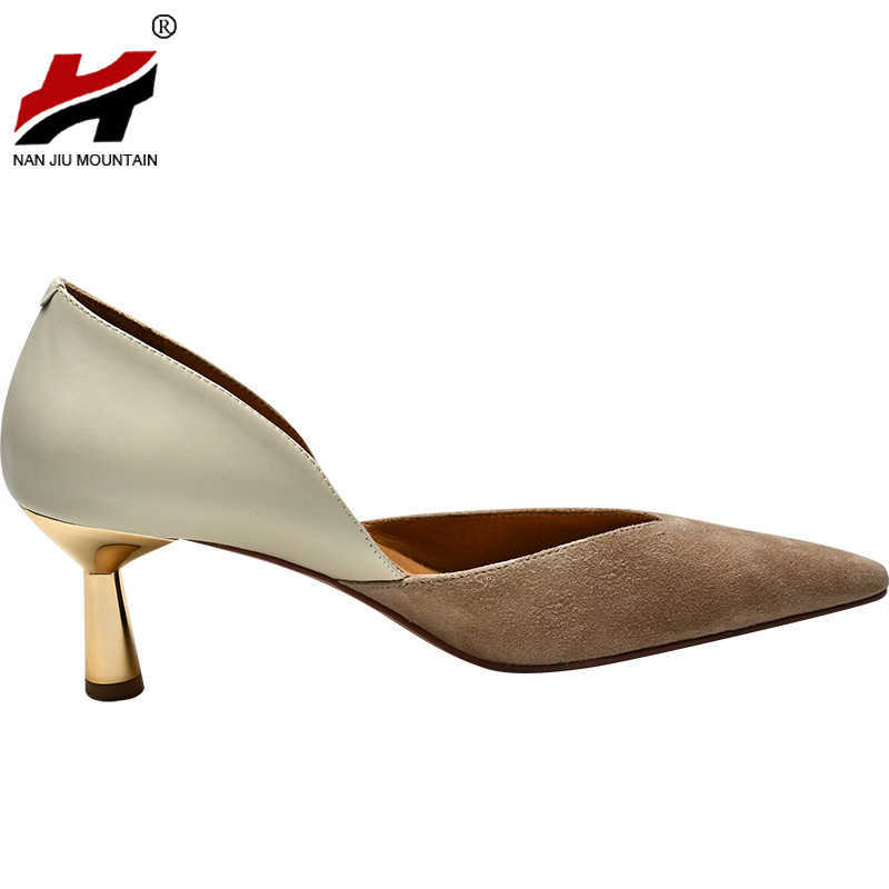 Sandals NAN JIU MOUNTAIN 2021 Spring Autumn High Heels Women Colorblock Sexy Single Shoes Stiletto Women Shoes Begin Work Shoes G230211