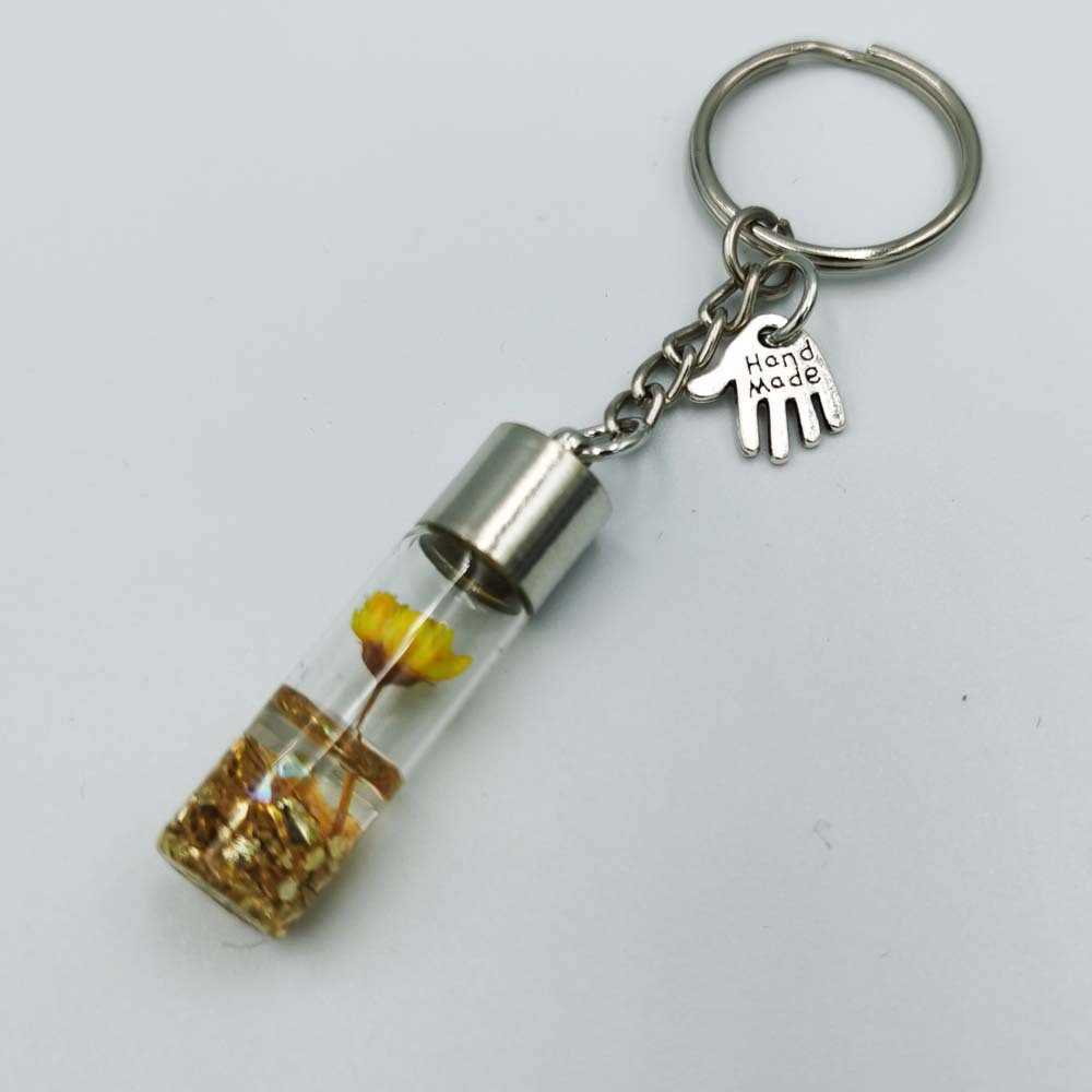 Key Rings ing Bottle Eternal Flower Keychain Student Pendant Backpack Car Key Pendant Couple Gift Flower Glass Bottle Pendant Keychain G230210