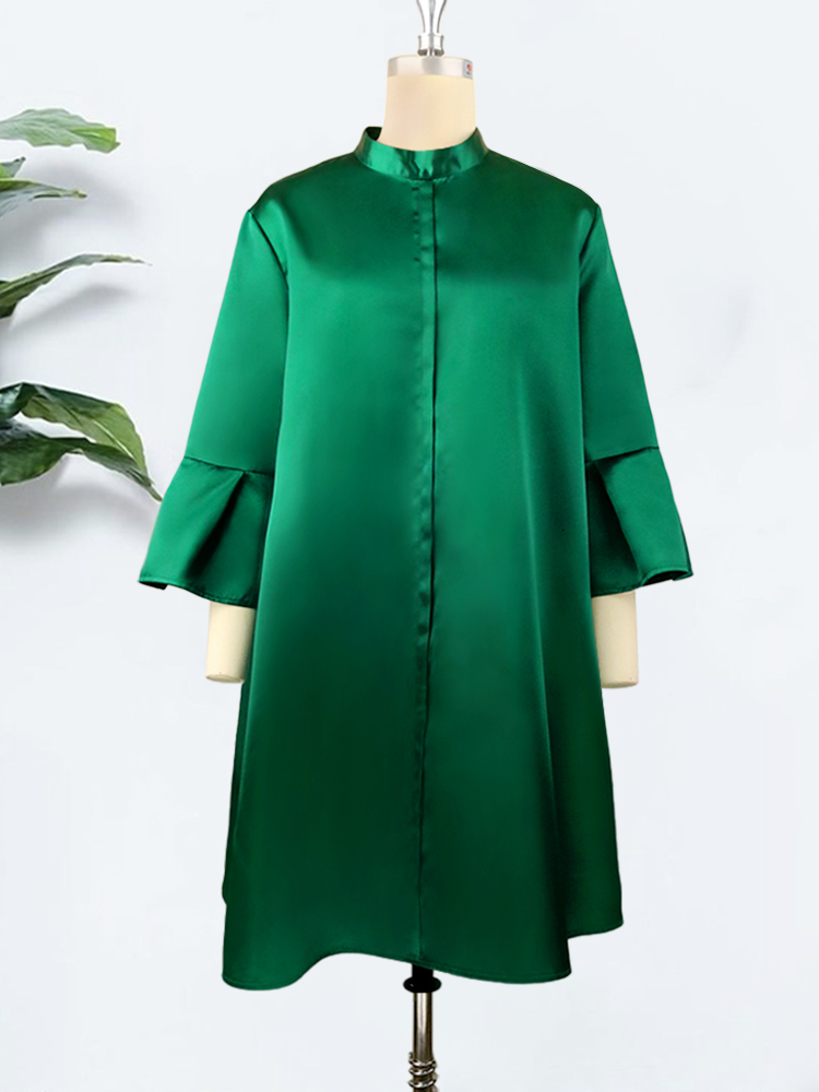 Party Dresses Women Loose Dress Three Quarter Sleeves Oversized Yellow Green Pink Casual Fashion Ladies Classy Summer Autumn Robes Gowns 230211