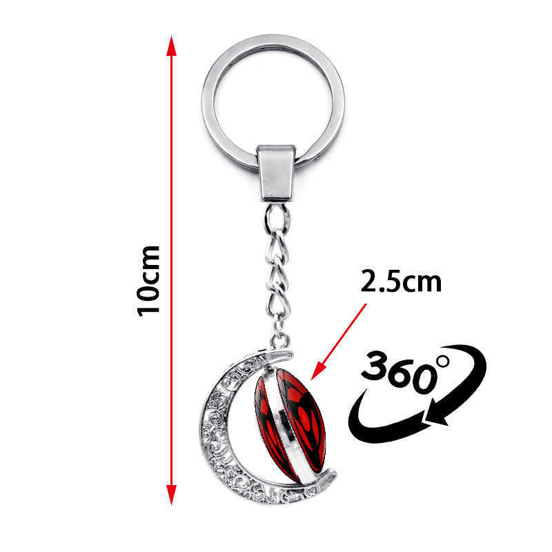 Key Rings Sharingan Eye Anime Keychain Accessories Uchiha Sasuke Kakashi Rotating Moon Pendant Metal Key Ring Key Chains for Women Jewelry G230210