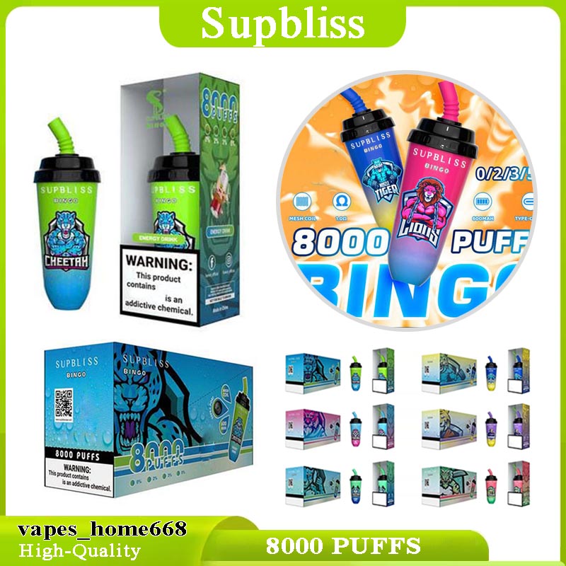Original Supbliss Bingo 8000Puffs Disposable E Cigarettes Vapes With Mesh Coil RGB Light Rechargeable Battery 16ml 650mah Prefilled Pod Big Puffs 0%2%3%5%
Original Supbliss Bingo 8000Puffs Disposable E Cigarettes Vapes With Mesh Coil RGB Light Rechargeable Battery 16ml 650mah Prefilled Pod Big Puffs 0%2%3%5%