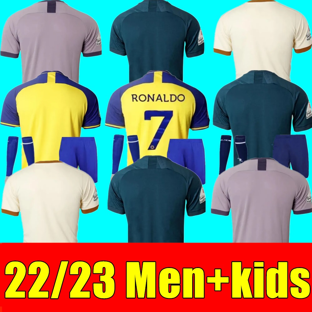 22 23 Al Nassr FC soccer Jerseys Ronaldo 2022 2023 Home yellow away 22 23 CR7 Gonzalo Martinez Talisca women FANS player version men kids kit Football shiirt Al-Nassr, Kids away+socks
22 23 Al Nassr FC soccer Jerseys Ronaldo 2022 2023 Home yellow away 22 23 CR7 Gonzalo Martinez Talisca women FANS player version men kids kit Football shiirt Al-Nassr, Kids away+socks