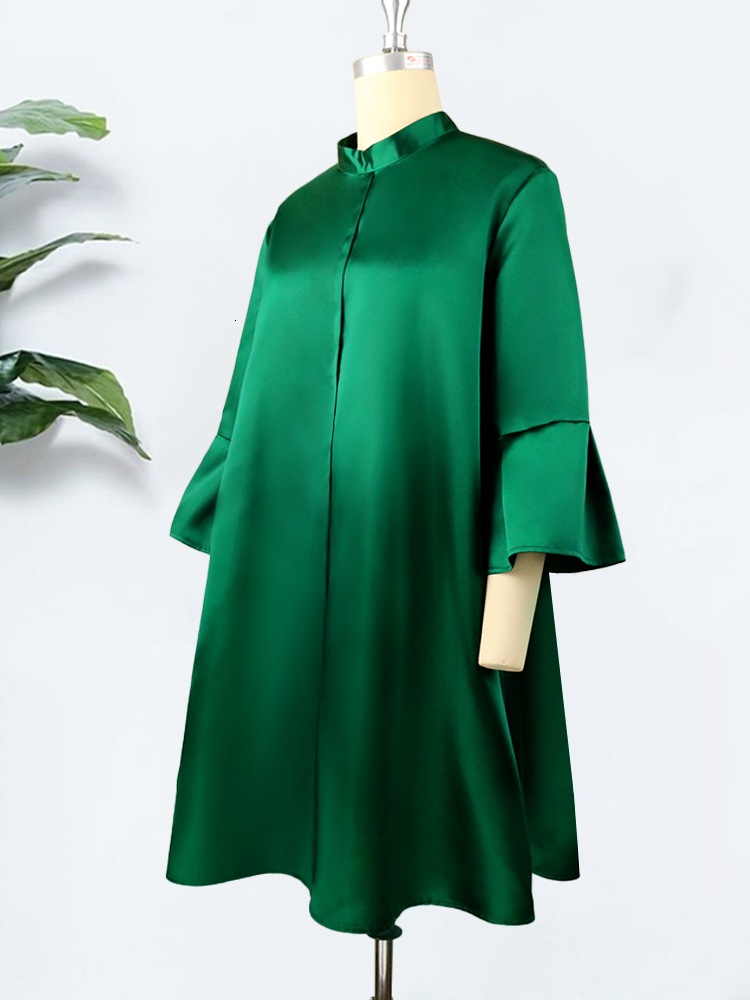 Party Dresses Women Loose Dress Three Quarter Sleeves Oversized Yellow Green Pink Casual Fashion Ladies Classy Summer Autumn Robes Gowns 230211