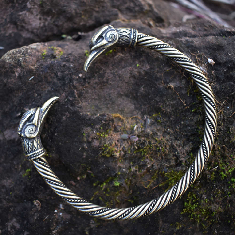 Bangle sanlan viking Ravens Bracelet Odin Ravens hugin and munin Raven Pagan bracelets bangles Male Raven Vikings Norse Nordic G230210