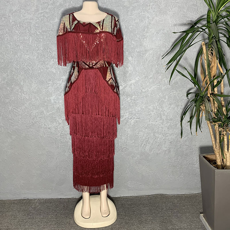 Party Dresses Women Summer Sexy Fringed Embellished Bodycon Celebrity Evening Dress Short Sleeve Fringe Tassel Club Party Dress Vestidos 230211