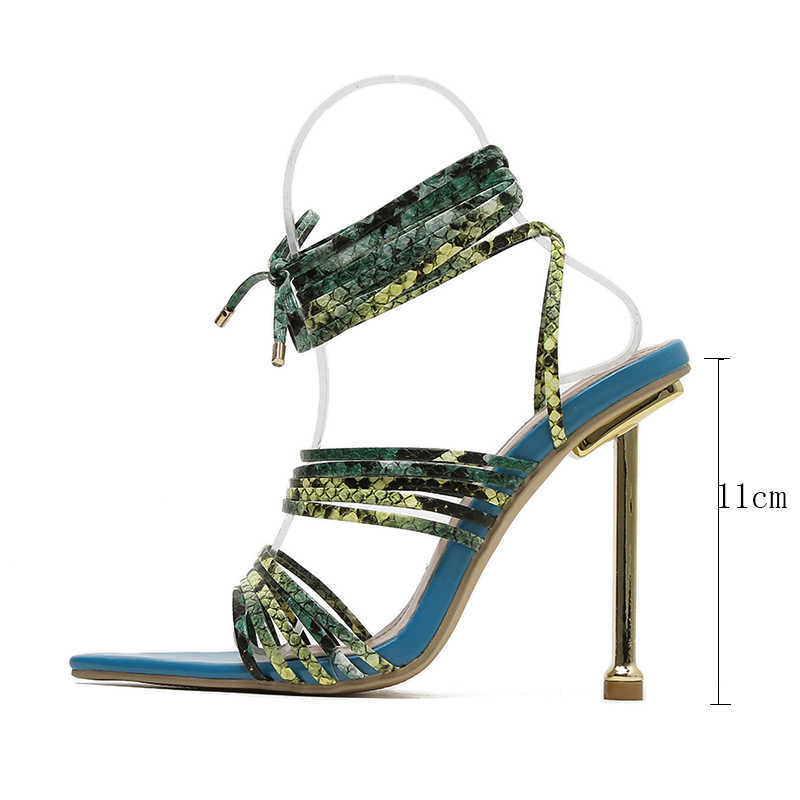 Sandals Kcenid 2022 New Cross-Strap Women's High Heels Sandals Pointed Toe Narrow Band Snake Print Shoes Female Party Pumps Size 35-42 G230211