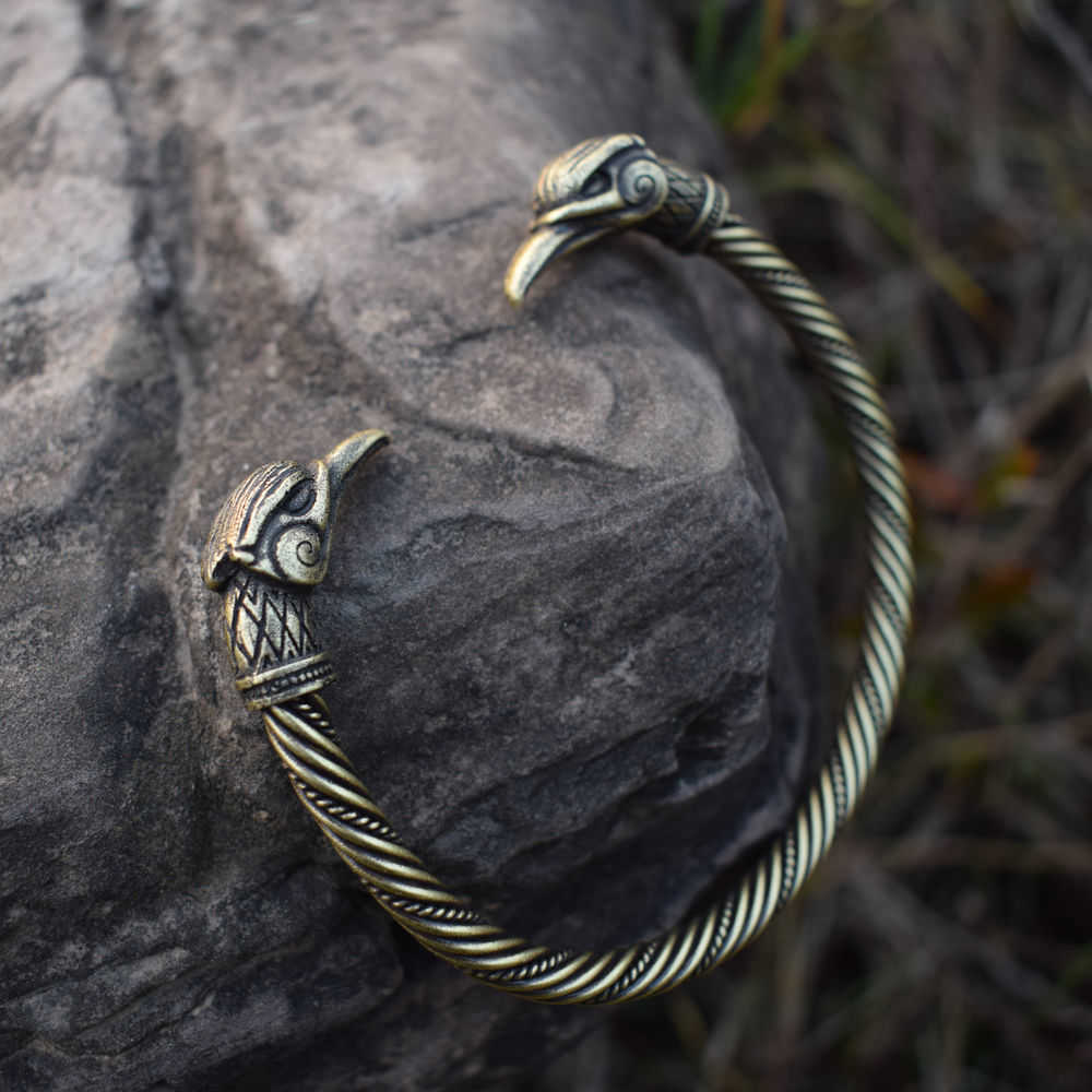 Bangle sanlan viking Ravens Bracelet Odin Ravens hugin and munin Raven Pagan bracelets bangles Male Raven Vikings Norse Nordic G230210
