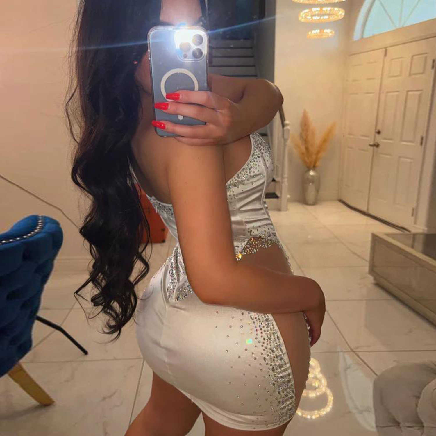 Rhinestone Casual Dresses ANJAMANOR Corset Mini Dresses For Women 2023 Sexy Luxury Bling Birthday Dress Party Night Club Outfits D35-Ei22 T2