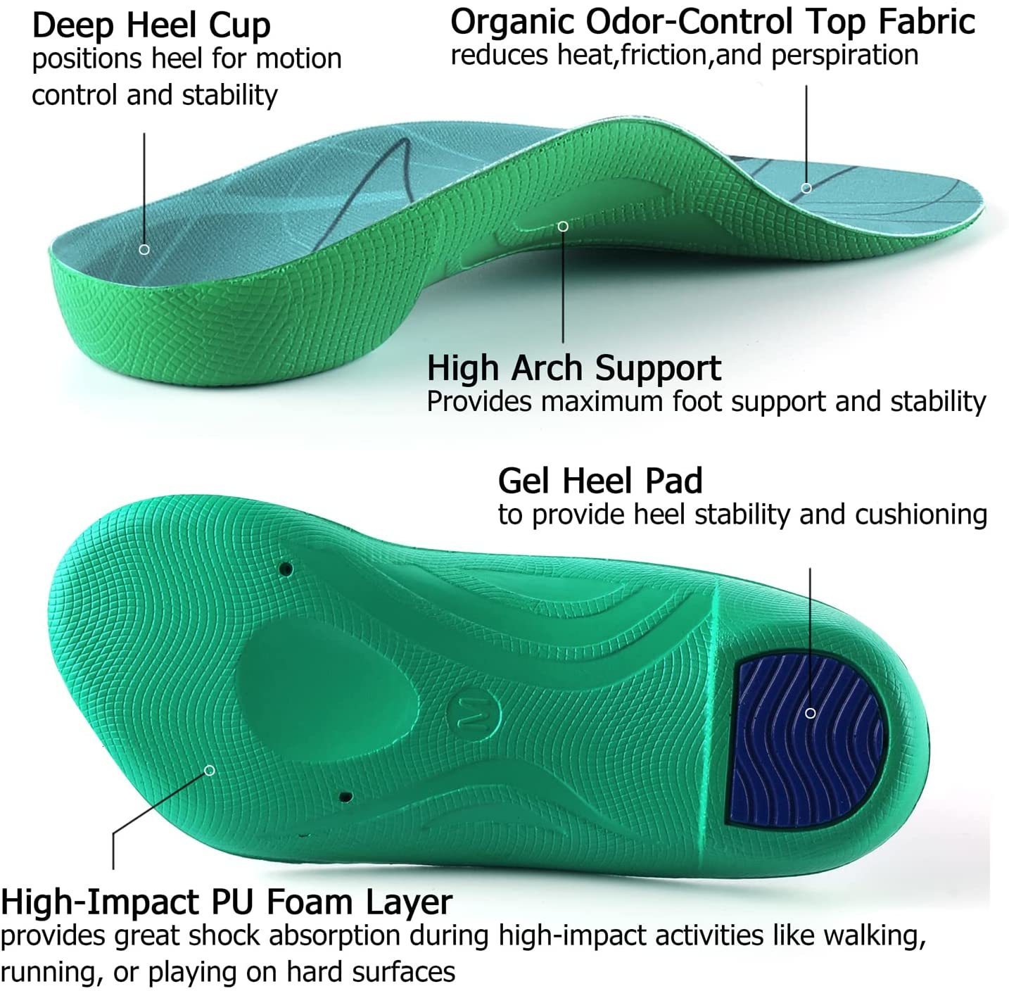 Shoe Parts Accessories Walkomfy Heel Pain Relief Ortics 34 Length Plantar Fasciitis High Arch Support Insoles For Overpronation Flat Feet Gel Pads 230
