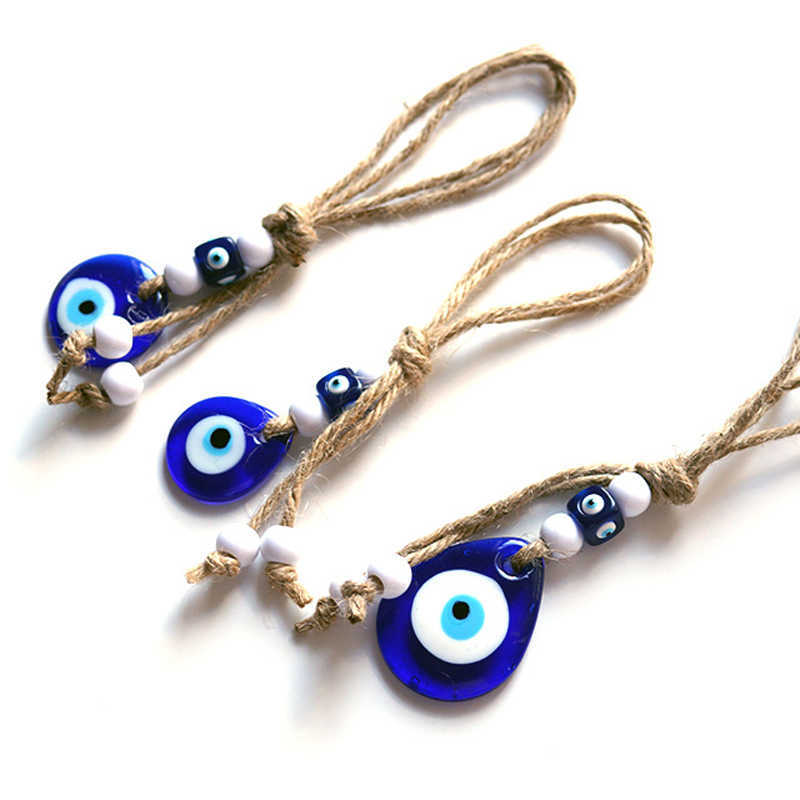 Key Rings Round Blue Eye Hamsa Hand Keychain Keyring For Men Women Water Drop Unique Vintage Glass Fatima Hand Evil Eye Bag Car Jewelry G230210