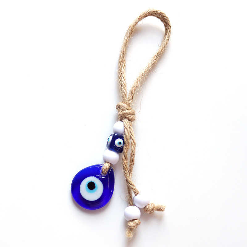 Key Rings Round Blue Eye Hamsa Hand Keychain Keyring For Men Women Water Drop Unique Vintage Glass Fatima Hand Evil Eye Bag Car Jewelry G230210