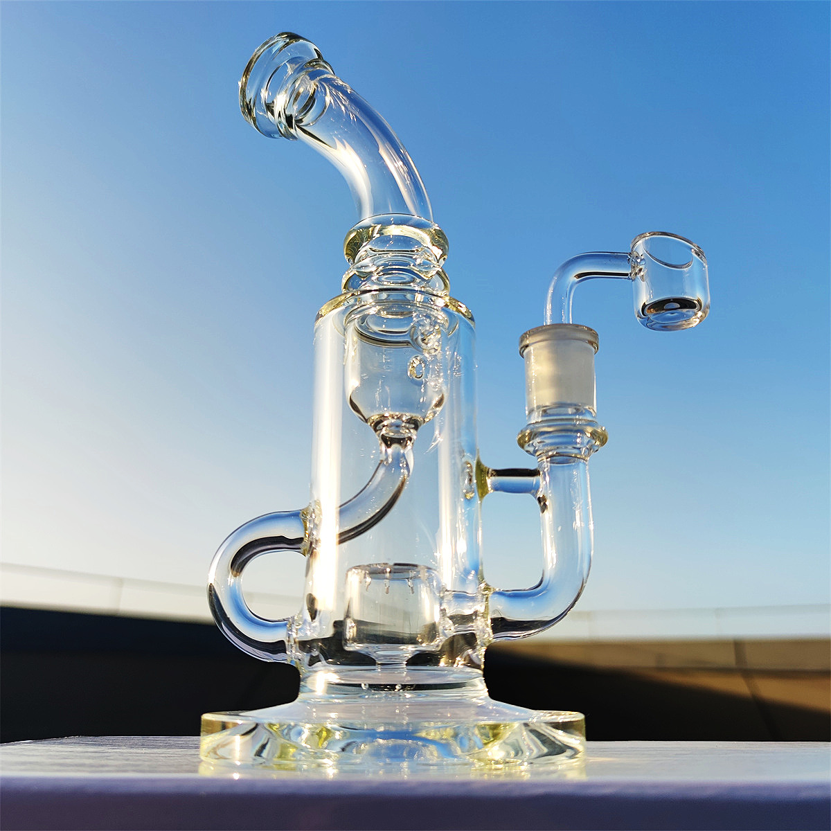 2022 Twin Chamber Heady bong Thick Clear 9 Inches Hookah Glass Bong Dabber Rig Recycler Incycler Pipes Water Bongs Smoke Pipe Slit Puck 14.4mm Female Joint Perc
2022 Twin Chamber Heady bong Thick Clear 9 Inches Hookah Glass Bong Dabber Rig Recycler Incycler Pipes Water Bongs Smoke Pipe Slit Puck 14.4mm Female Joint Perc