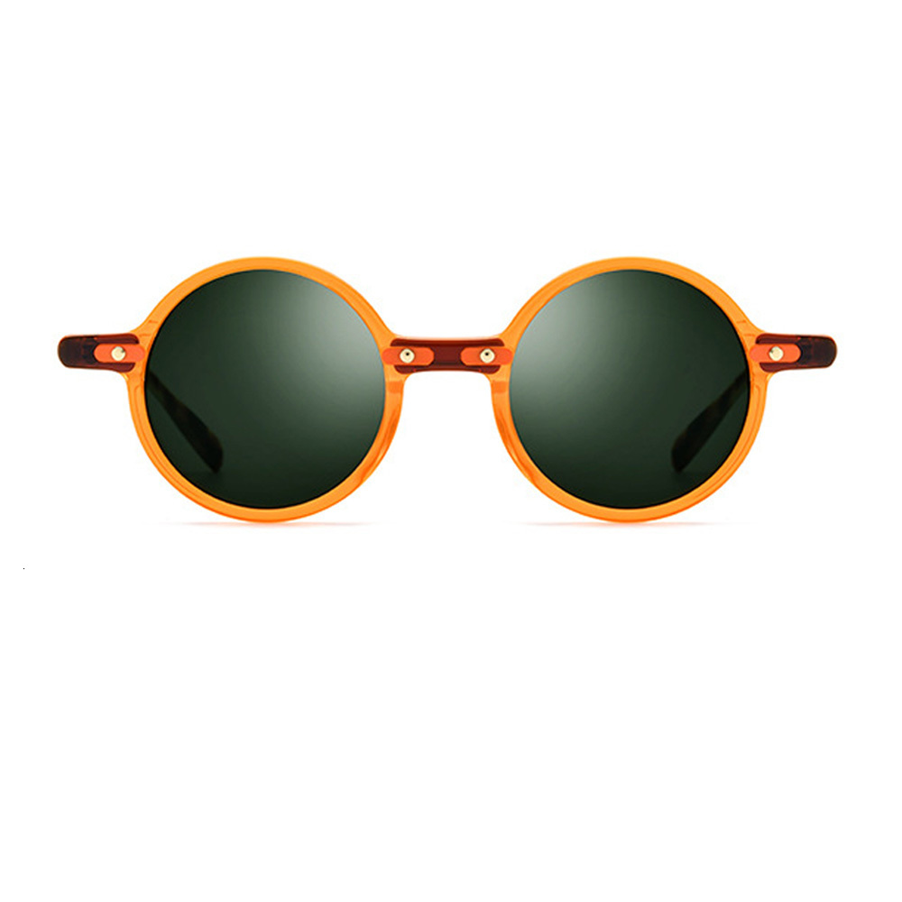 Sunglasses Round Outside UV400 Polarized Women Seaside Beach Comfortable Glasses Orange Frame Green Lens 230211