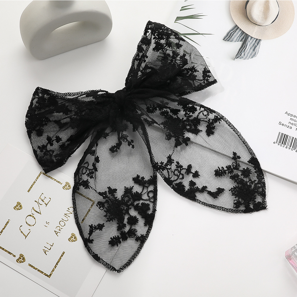 Korea Sweet White Black Lace Butterfly Ribbon Hair Clips Hair Barrettes Hairpins for Kids Girls Party Wedding Hair Accessories 1593