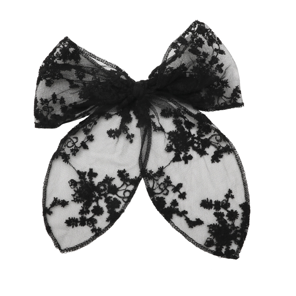 Korea Sweet White Black Lace Butterfly Ribbon Hair Clips Hair Barrettes Hairpins for Kids Girls Party Wedding Hair Accessories 1593