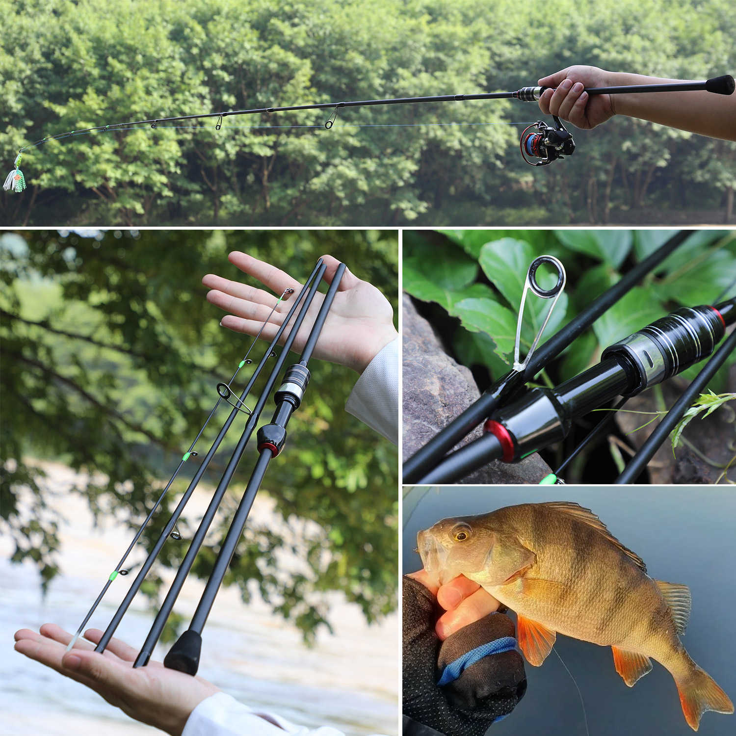 Boat Fishing Rods Sougayilang Fishing Rod 4 Section 21m UltraLight Carbon Fiber Pike Spinning and Casting Rod for Fishing with EVA Handle Pesca J23021
