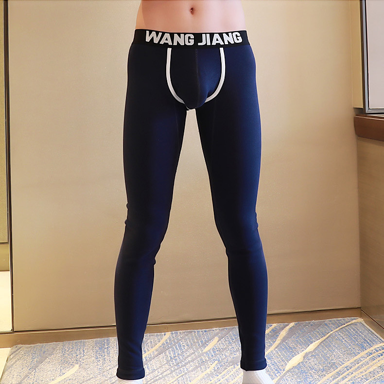 Men's Autumn Pants Fashion Solid Color Leggings Low Waist U-pouch Bag Push Up Men's Thermal Underwear Bottoms