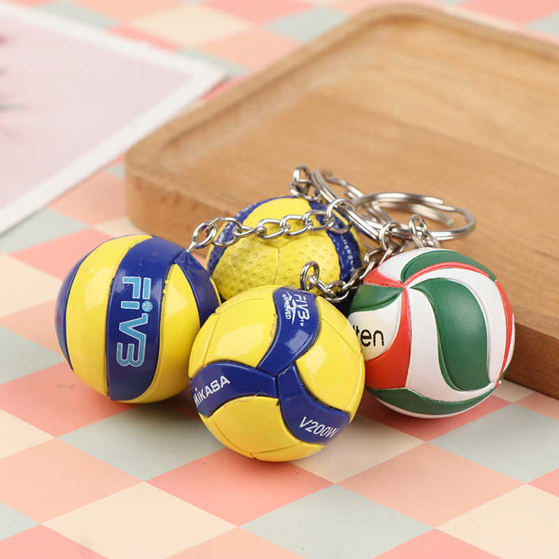 Key Rings Fashion PVC Volleyball Keychain Ornaments Business Volleyball Gifts Beach Ball Sport For Players Men Women Key Chain Gift G230210