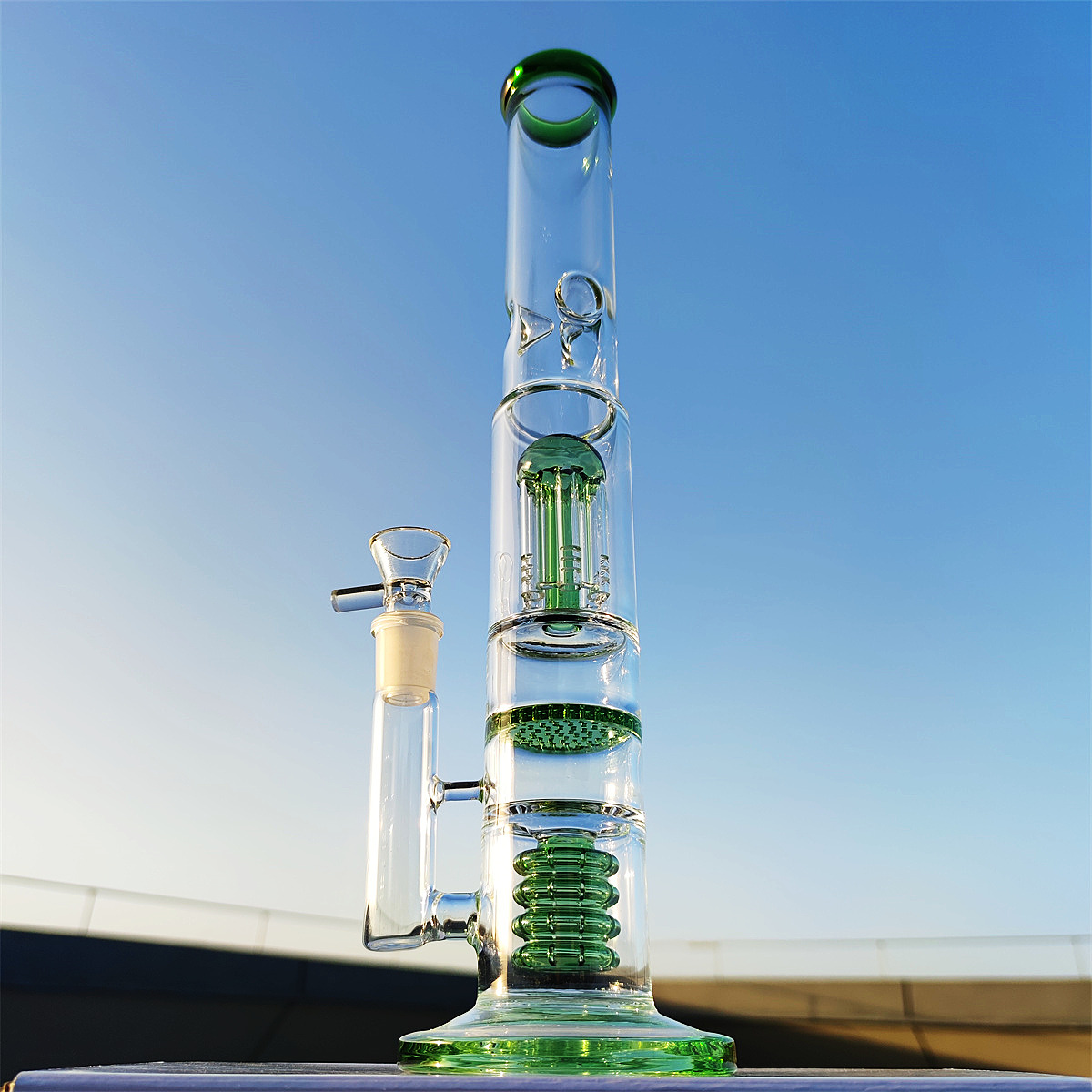 2023 16 Inch 40 CM Heady Bong Dabber Rig Glass Water Pipes straight THree Colors 18mm Bowl Thick Heady Beaker Percolator Jelly Fish Tire FIter Bong Smoking Bubbler
