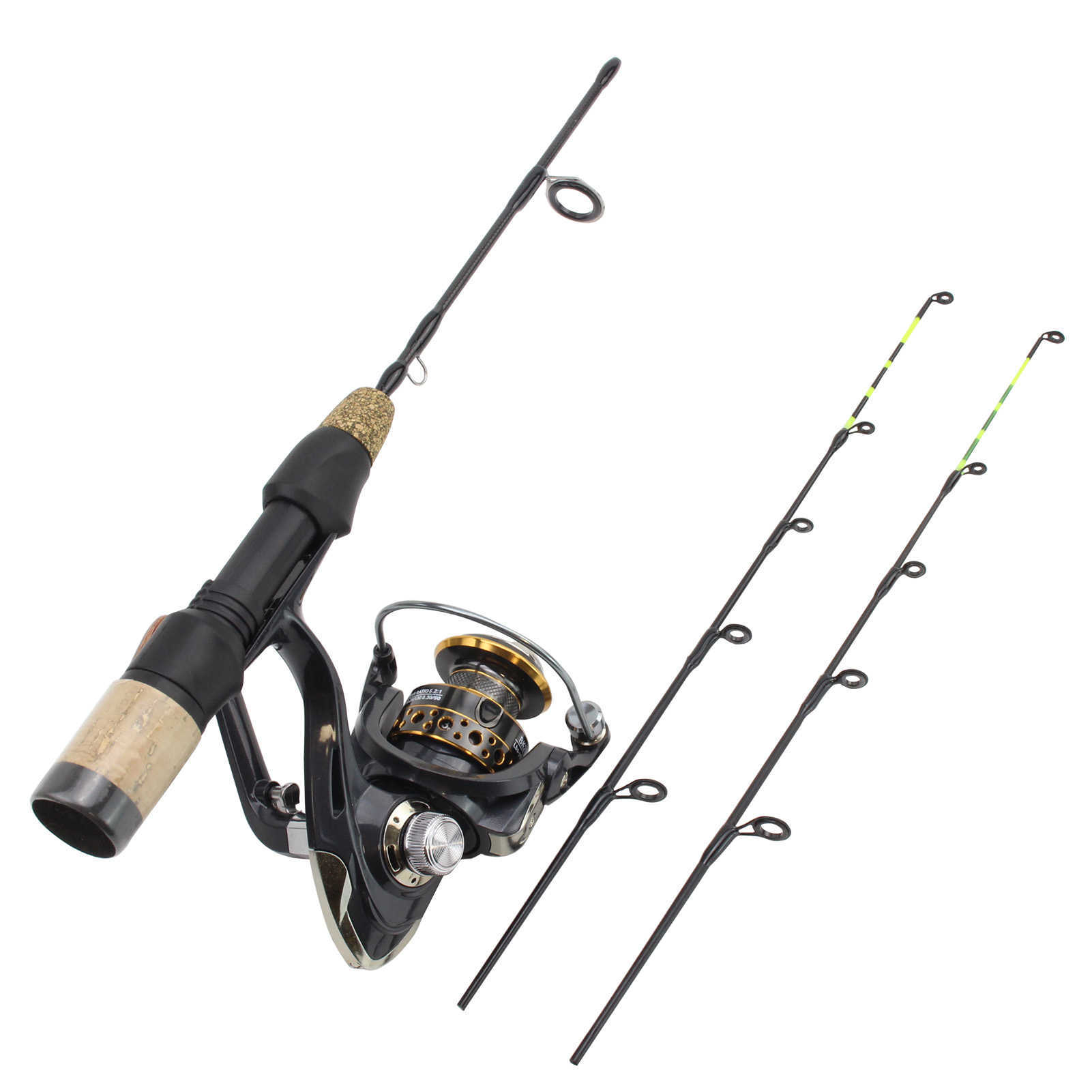 Boat Fishing Rods 60cm 2 Tips Rod Reel Combos Winter Ice Fishing Rod Fishing Reel set Rod Pole Tackle Carbon pole Ice fishing rod with reel J230211