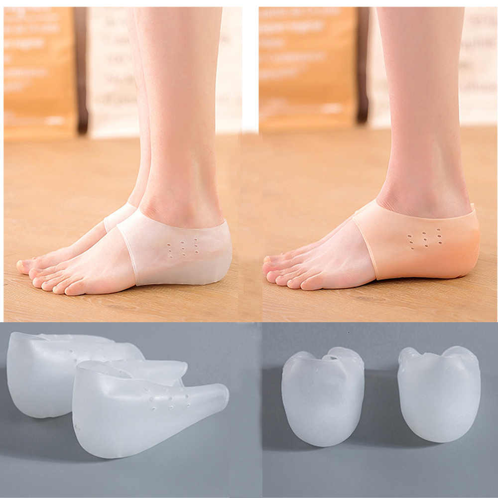 Shoe Parts Accessories Silicone Invisible Height Increased Insoles for s Men Gel Heel Cups Cushion Plantar Fasciitis Socks Foot Massager Sole 230211