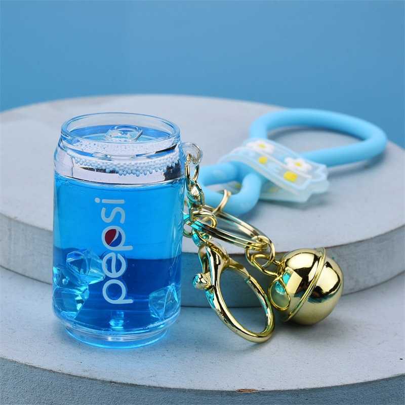 Key Rings Simulated Beverage Bottle Keychain Liquid Floating Ice Acrylic Keyring Men Women Bag Pendant Children Drink Bottle Key Chains G230210