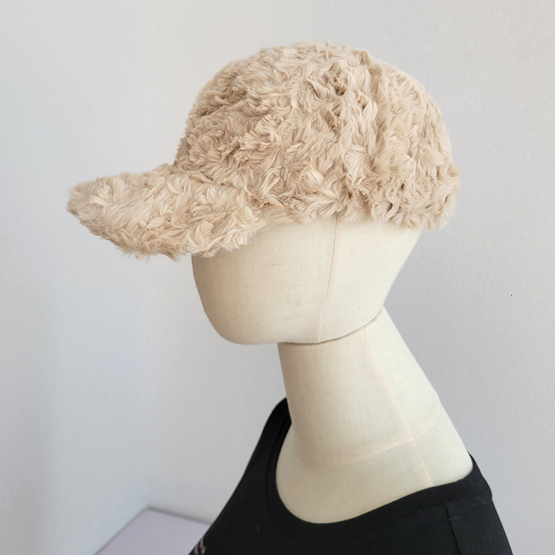 Ball Caps Faux Fur Baseball Cap for Women Fluffy Hats Fall Winter 230211