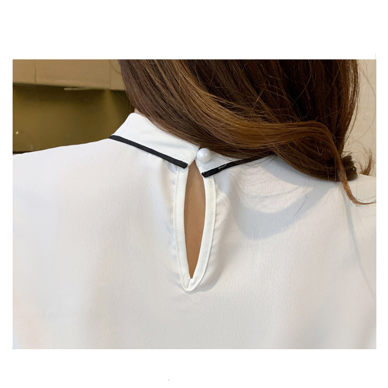 Women's Blouses Shirts Summer O-Neck Blue Chiffon Shirt Tops Short Sleeve Blusas Mujer De Moda F97 230211