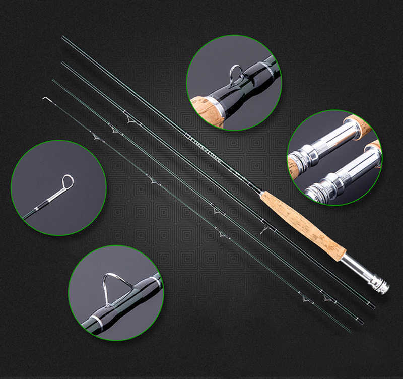 Boat Fishing Rods 27M Fly fishing rod 4 Sections 6# 8# Carbon Fiber fishing rod Spinning ultralight M Power A470 J230211