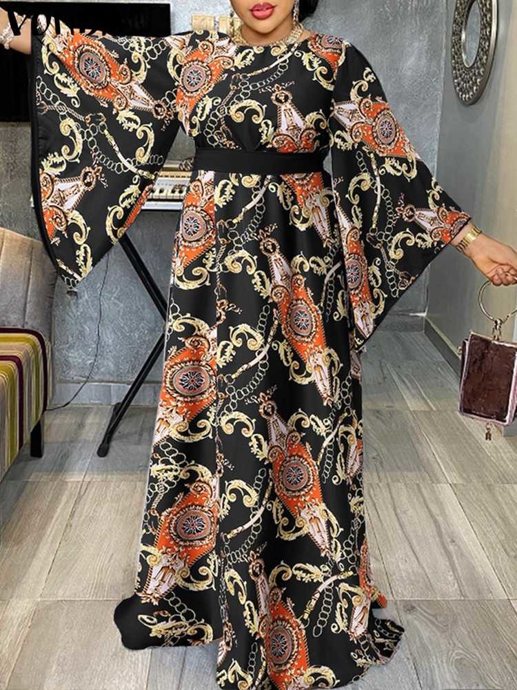 Party Dresses Bohemian Maxi Long Women Sexy Sleeve Holiday Pleated Vintage Printed Sundress Casual Vestido Femme 230211