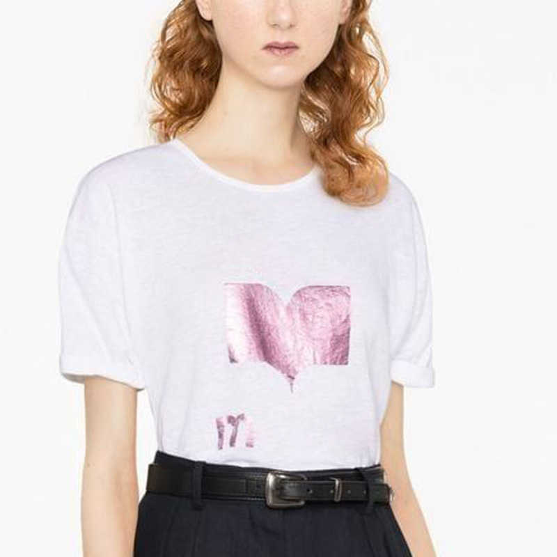 23SS Isabel Marant Women Designer Tshirt New Fashion Letter Sequin Printing Straight Tube Casual Pullover Sports Top Women Beach Tees Short-sleeved T-shirt, White
23SS Isabel Marant Women Designer Tshirt New Fashion Letter Sequin Printing Straight Tube Casual Pullover Sports Top Women Beach Tees Short-sleeved T-shirt, White