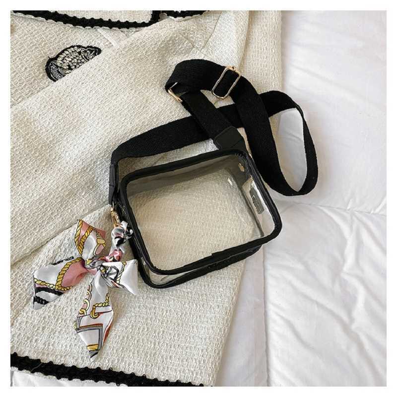 qwertyui45 Cross Body Women Fashion Transparent Crossbody Mini Square Purse Girls Ladies Decorative Small Clear PVC Phone Stadium Approved Sling Bag 0