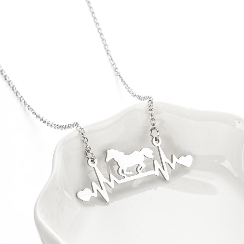 10PCS Lucky Cowgirl Horseshoe Necklace Cowboy Horse Head Shoe Hoof Initial Letter U Shape Charm Pendant Stainless Steel Choker Collar for Women