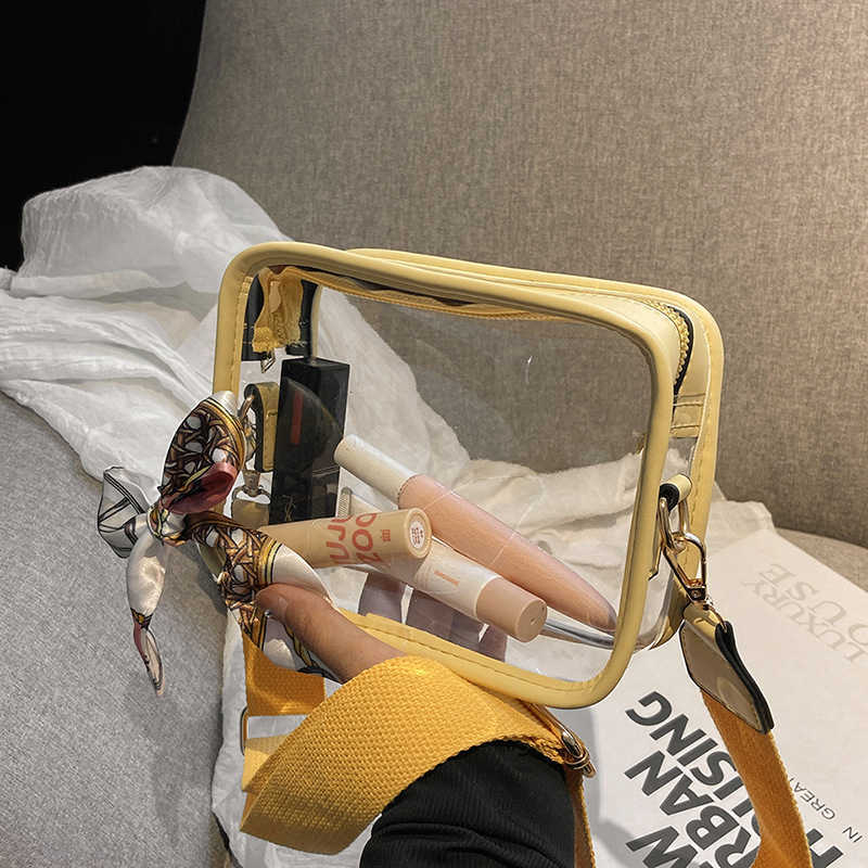 qwertyui45 Cross Body Women Fashion Transparent Crossbody Mini Square Purse Girls Ladies Decorative Small Clear PVC Phone Stadium Approved Sling Bag 0