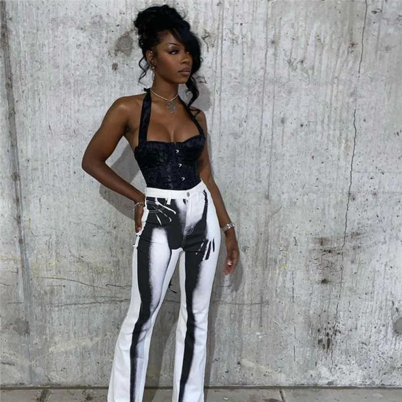 Women's Pants Capris Wind 2022 autumn women's new high-waisted digital print slim speaker yoga casual pants for women T230210