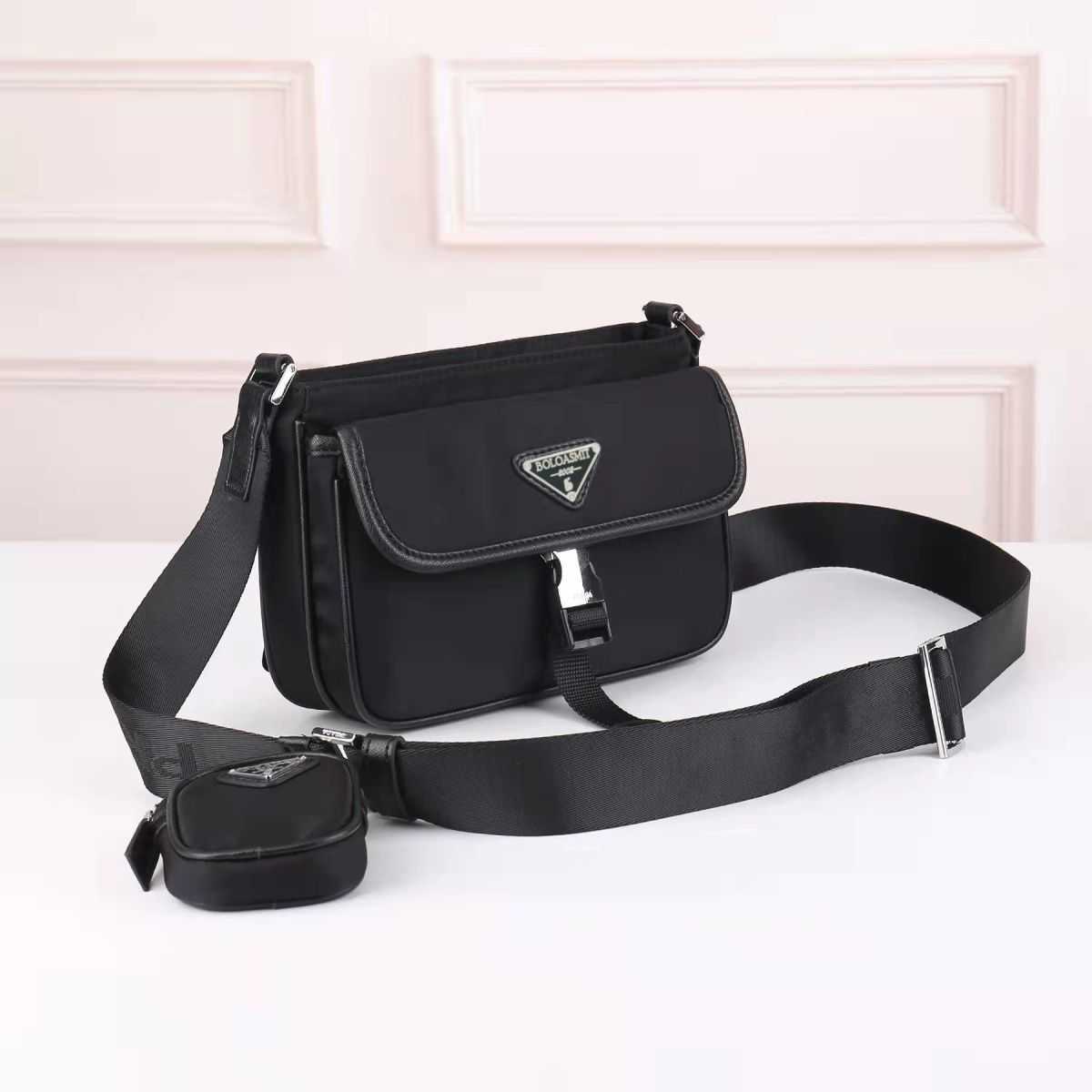 Prads Designer Luxury Prade Bags For Womens Pink Strap Crossbody Handbags Vinta…