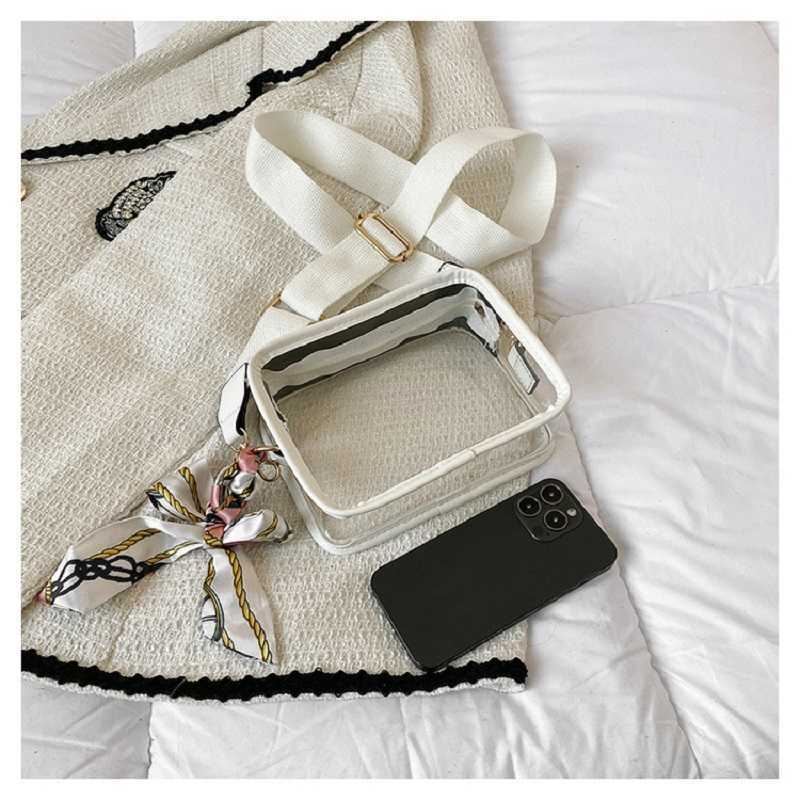 qwertyui45 Cross Body Women Fashion Transparent Crossbody Mini Square Purse Girls Ladies Decorative Small Clear PVC Phone Stadium Approved Sling Bag 0