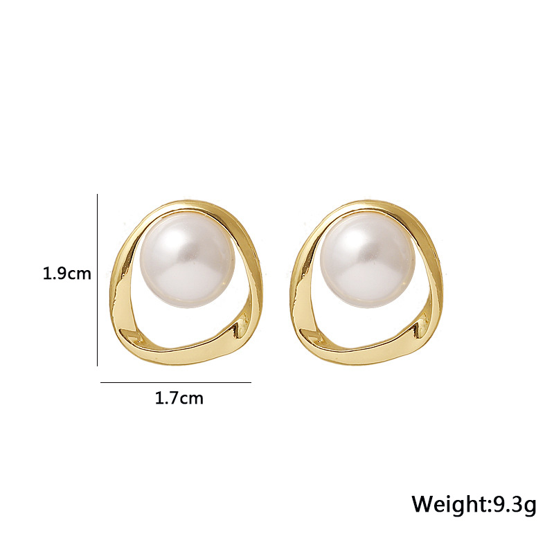 Pearl Earring for Women Gold Color Round Stud Earrings Christmas gift Irregular Design Unusual Ear rings bijoux femme