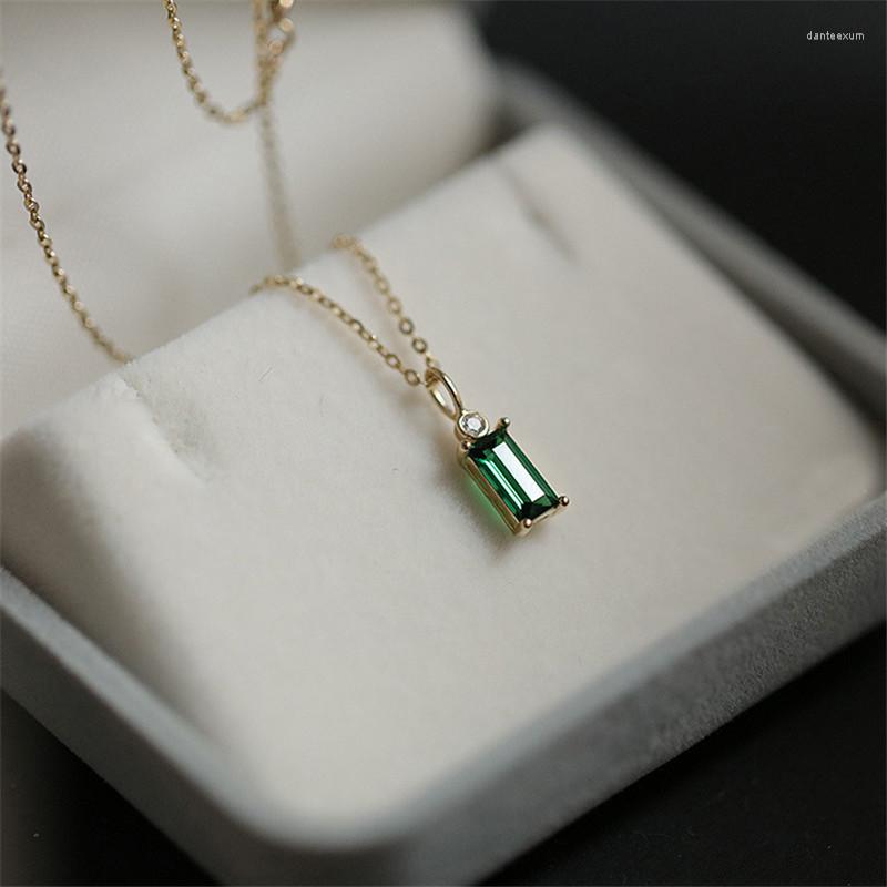 Pendant Necklaces Trendy Tassel Chain Crystal Green Square Charm Necklace For Women Statement Party Wedding Jewelry Gift Choker DZ392