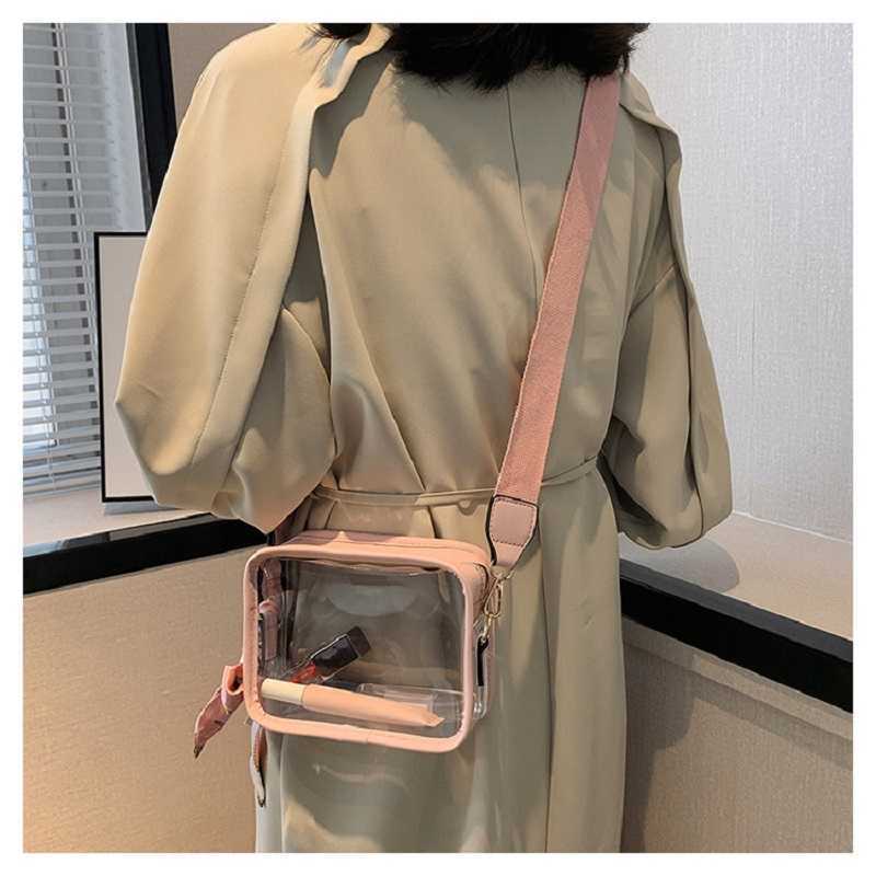 qwertyui45 Cross Body Women Fashion Transparent Crossbody Mini Square Purse Girls Ladies Decorative Small Clear PVC Phone Stadium Approved Sling Bag 0